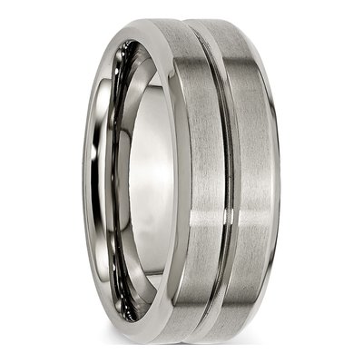 Titanium 8mm Grooved Comfort-Fit Wedding Band – view 4