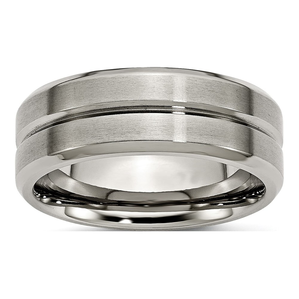 Titanium 8mm Grooved Comfort-Fit Wedding Band