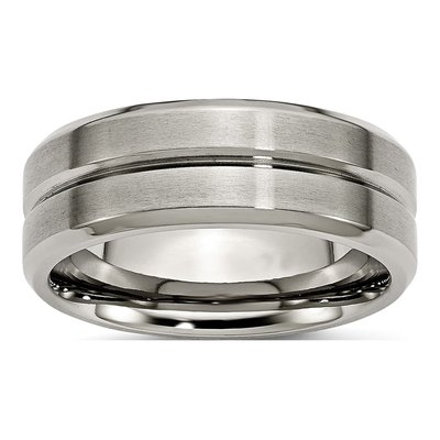 Titanium 8mm Grooved Comfort-Fit Wedding Band
