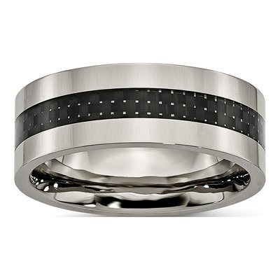 Titanium 8mm Black Carbon Fiber Wedding Band