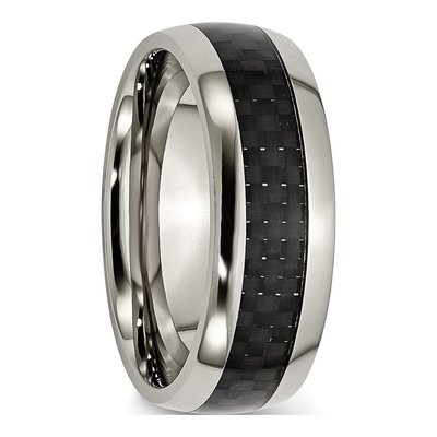 Titanium 8mm Black Carbon Fiber Comfort-Fit Wedding Band – view 7