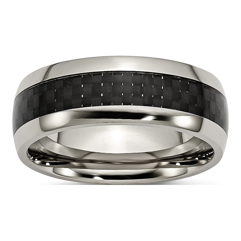 Titanium 8mm Black Carbon Fiber Comfort-Fit Wedding Band