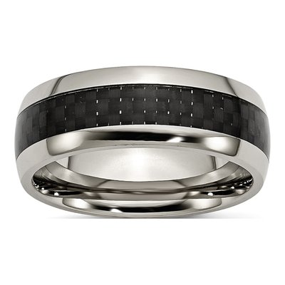 Titanium 8mm Black Carbon Fiber Comfort-Fit Wedding Band