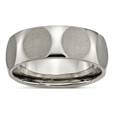 Titanium 8mm Faceted Wedding Band