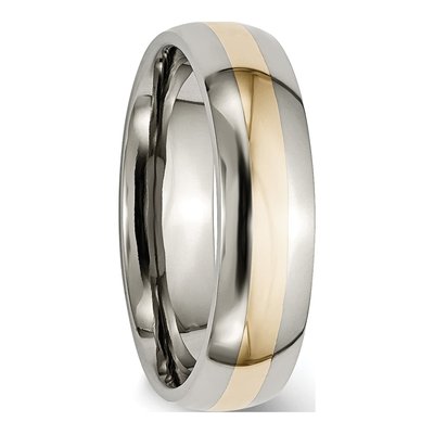 Titanium & 14K Gold 6mm Inlay Wedding Band – view 5