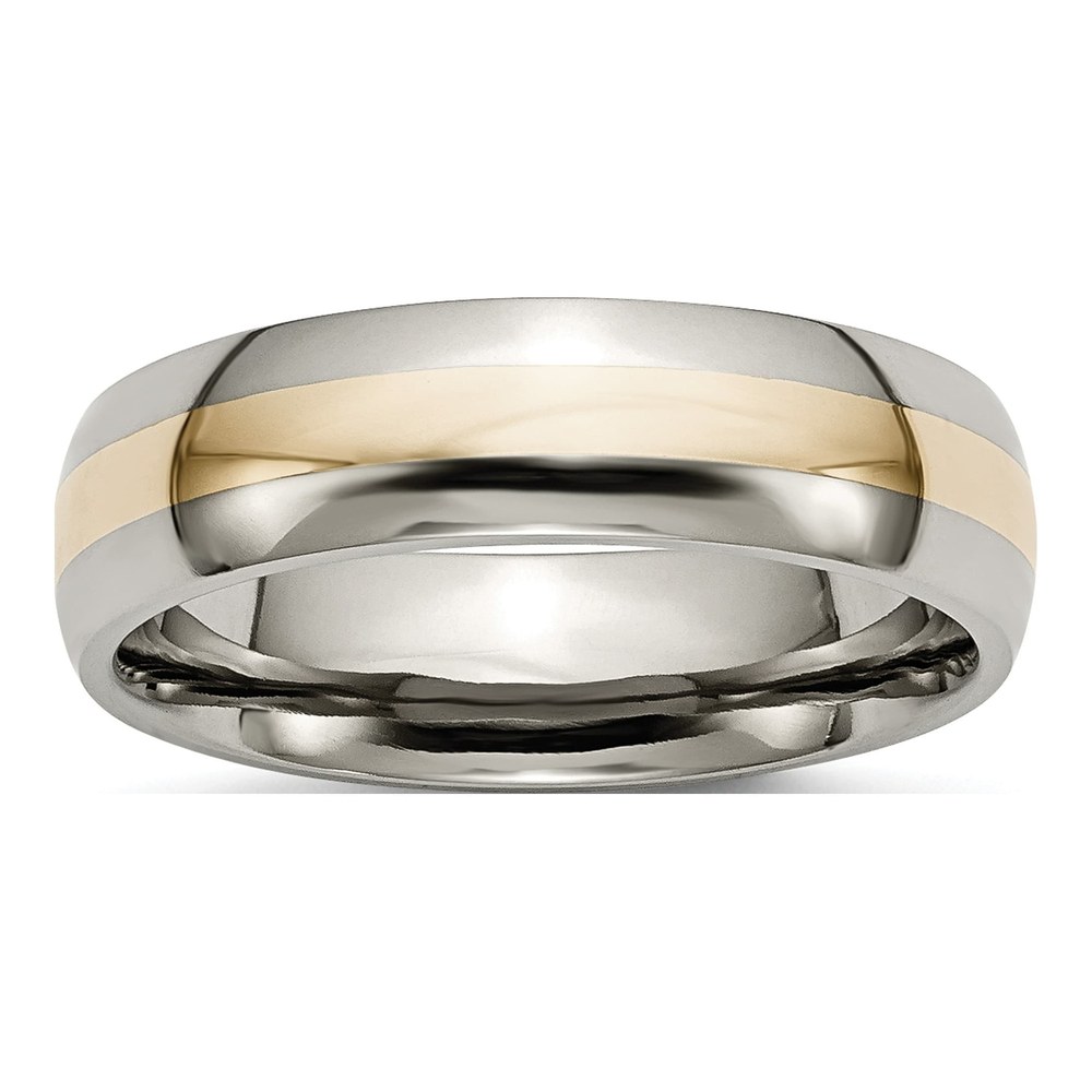Titanium & 14K Gold 6mm Inlay Wedding Band