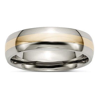 Titanium & 14K Gold 6mm Inlay Wedding Band