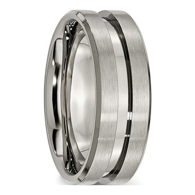 Titanium 8mm Grooved Flat Wedding Band – view 5