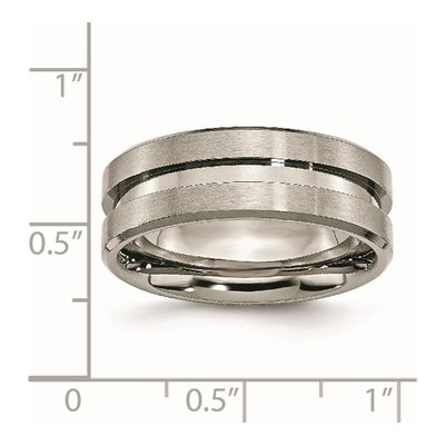 Titanium 8mm Grooved Flat Wedding Band – view 7