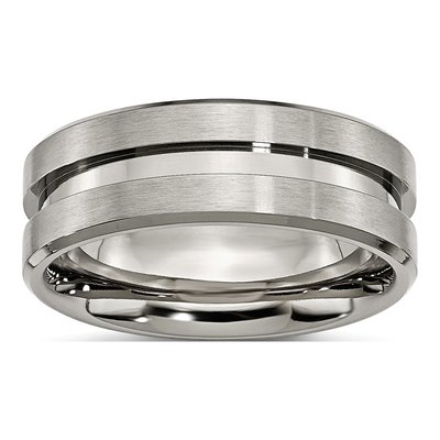 Titanium 8mm Grooved Flat Wedding Band