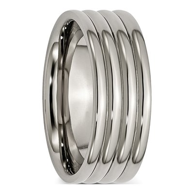 Titanium 8mm Grooved Wedding Band – view 5