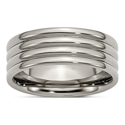 Titanium 8mm Grooved Wedding Band