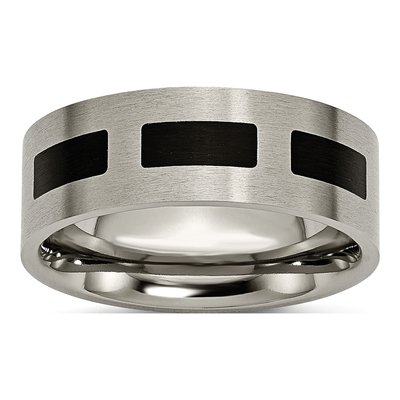 Titanium 8mm Black Rubber Wedding Band