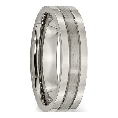 Titanium 6mm Grooved Comfort-Fit Wedding Band – view 6