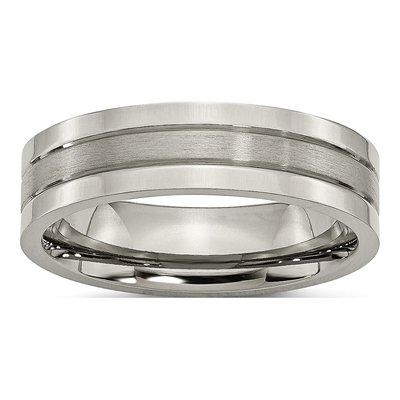Titanium 6mm Grooved Comfort-Fit Wedding Band