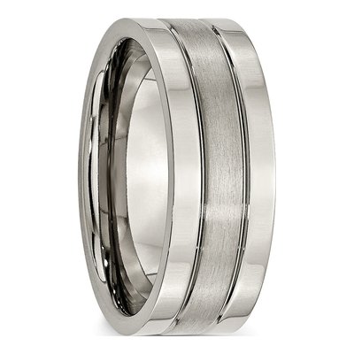 Titanium 8mm Grooved Wedding Band – view 6