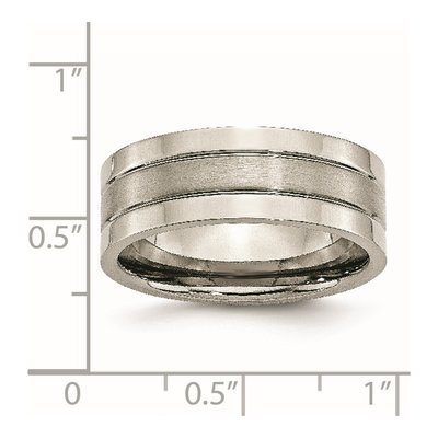 Titanium 8mm Grooved Wedding Band – view 8