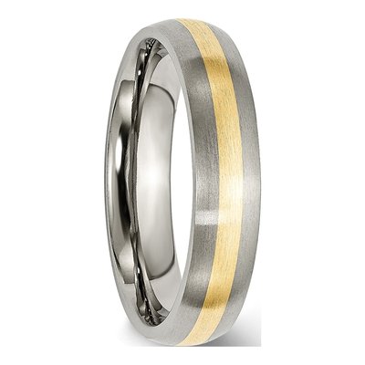 Titanium & 14K Gold 5mm Wedding Band – view 5