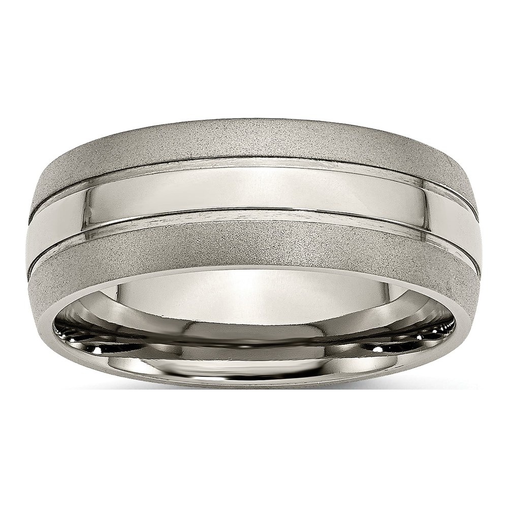 Men's Titanium Brushed 8mm Grooved Wedding Band