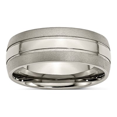 Titanium 8mm Grooved Wedding Band