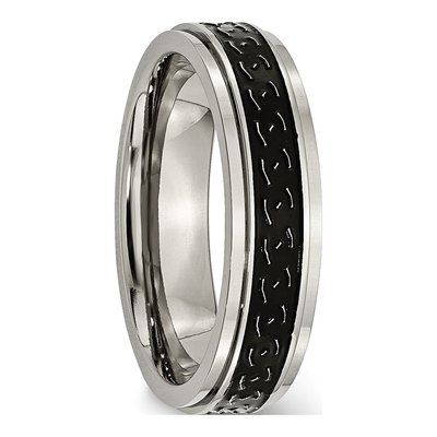 Titanium 6mm Black Enamel Braid Wedding Band – view 5
