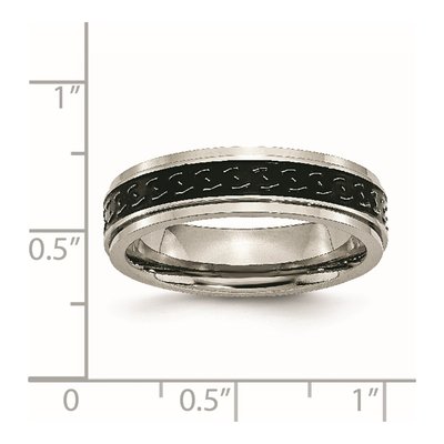 Titanium 6mm Black Enamel Braid Wedding Band – view 7