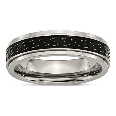 Titanium 6mm Black Enamel Braid Wedding Band