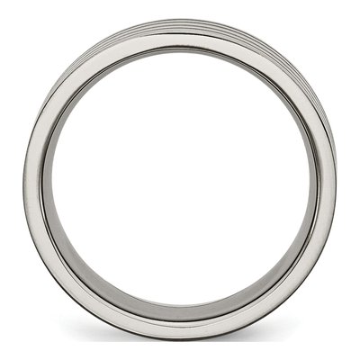 Titanium 8mm Black Enamel Striped Wedding Band – view 3