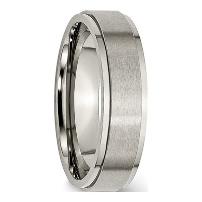 Titanium 6mm Ridged Edge Wedding Band – view 5