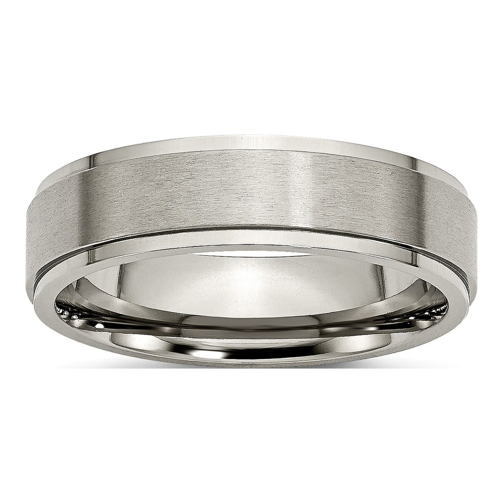 Titanium 6mm Ridged Edge Wedding Band