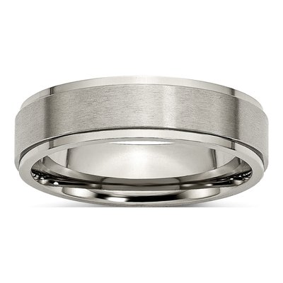 Titanium 6mm Ridged Edge Wedding Band