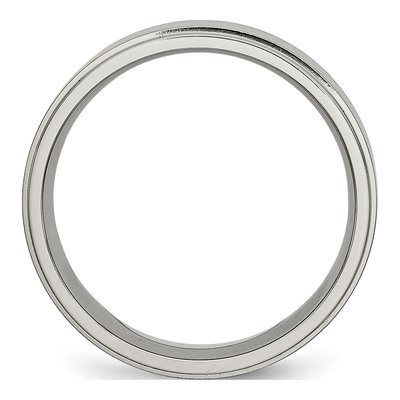 Titanium 7mm Ridged Edge Comfort-Fit Wedding Band – view 5