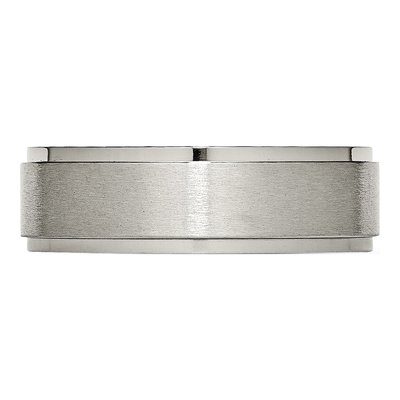 Titanium 7mm Ridged Edge Comfort-Fit Wedding Band – view 6