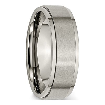 Titanium 7mm Ridged Edge Comfort-Fit Wedding Band – view 7
