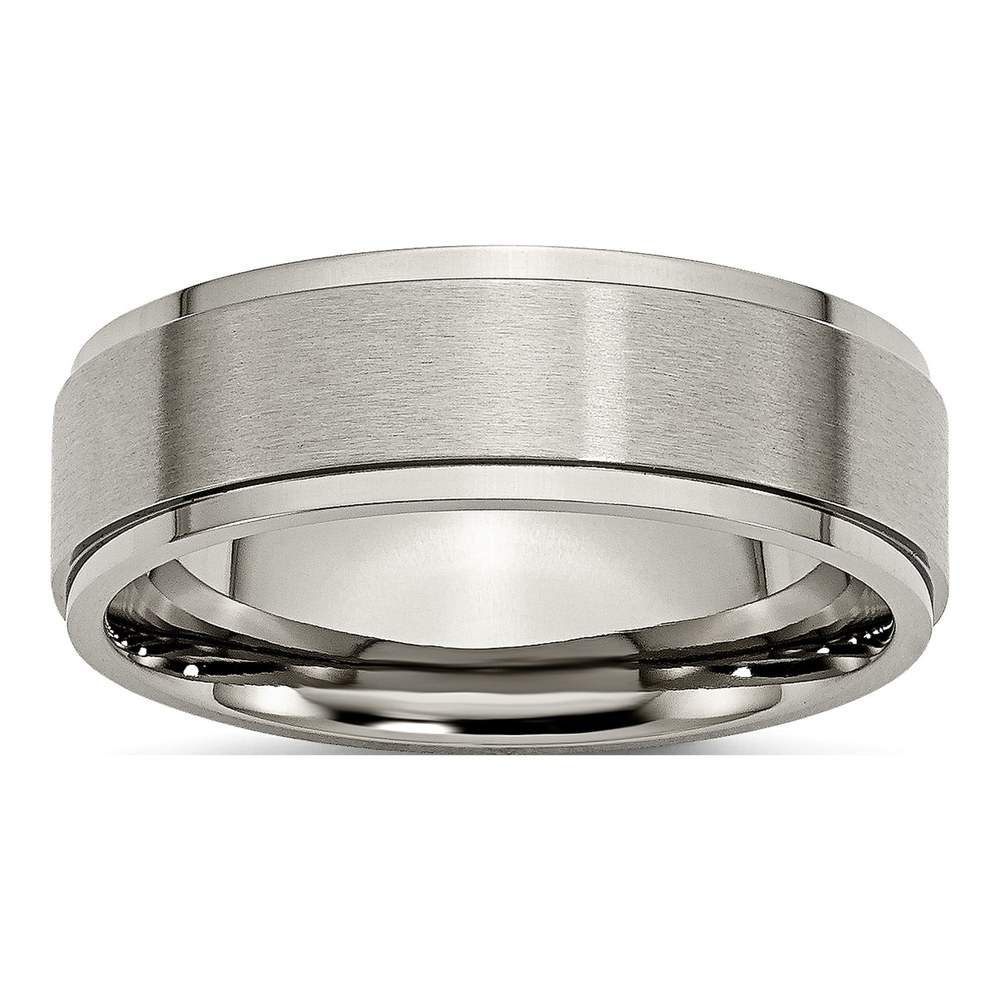 Titanium 7mm Ridged Edge Comfort-Fit Wedding Band