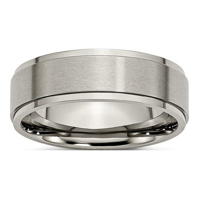 Titanium 7mm Ridged Edge Comfort-Fit Wedding Band