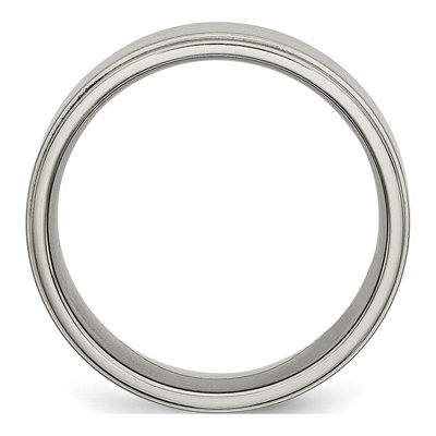 Titanium 8mm Ridged Edge Comfort-Fit Wedding Band – view 5