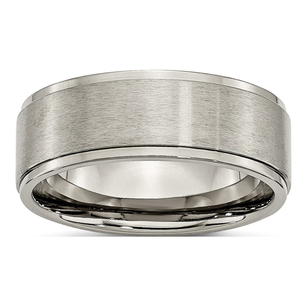 Titanium 8mm Ridged Edge Comfort-Fit Wedding Band