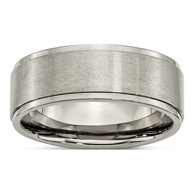 Titanium 8mm Ridged Edge Comfort-Fit Wedding Band