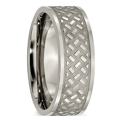 Titanium 8mm Weave Design Wedding Band – view 5