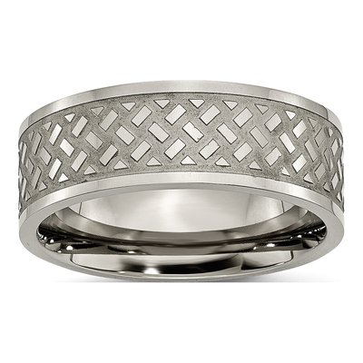 Titanium 8mm Weave Design Wedding Band