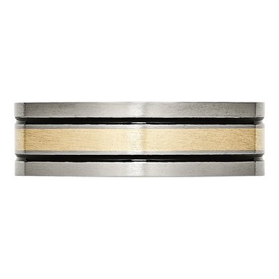Titanium & 14K Gold 7mm Flat Wedding Band – view 4