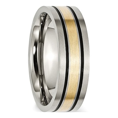 Titanium & 14K Gold 7mm Flat Wedding Band – view 5