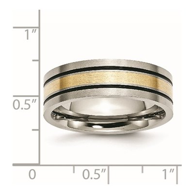 Titanium & 14K Gold 7mm Flat Wedding Band – view 7