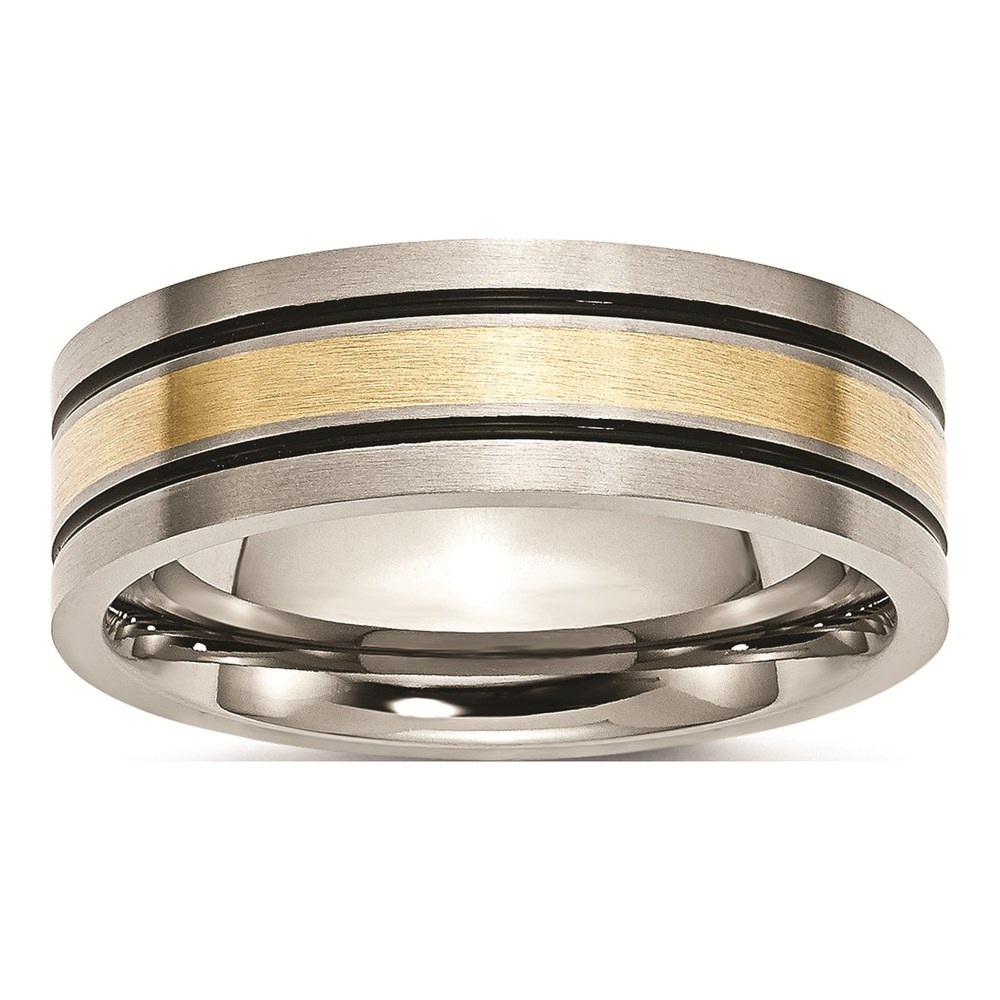 Titanium & 14K Gold 7mm Flat Wedding Band