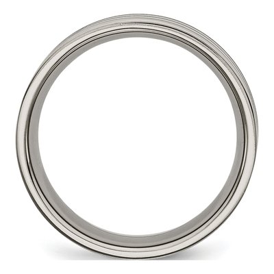 Titanium Brown Enamel Striped 8mm Flat Band | Chisel – view 3