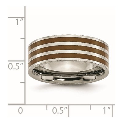 Titanium Brown Enamel Striped 8mm Flat Band | Chisel – view 7