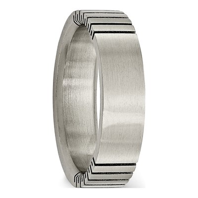 Titanium 6mm Flat Grooved Wedding Band – view 6
