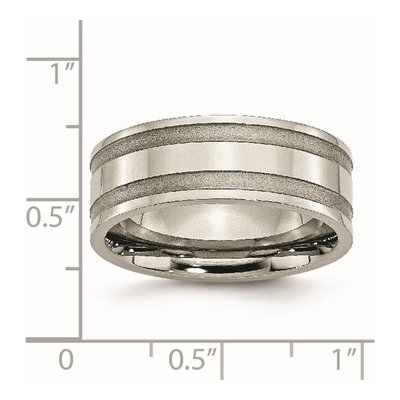 Titanium 8mm Grooved Wedding Band – view 8