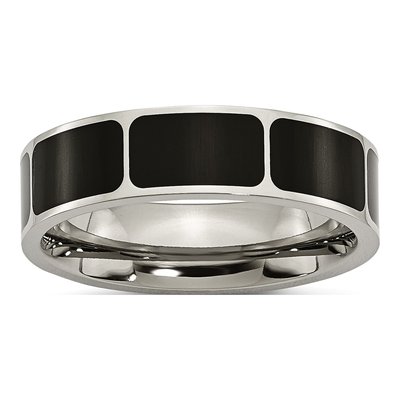 Titanium 6mm Black Enamel Flat Wedding Band